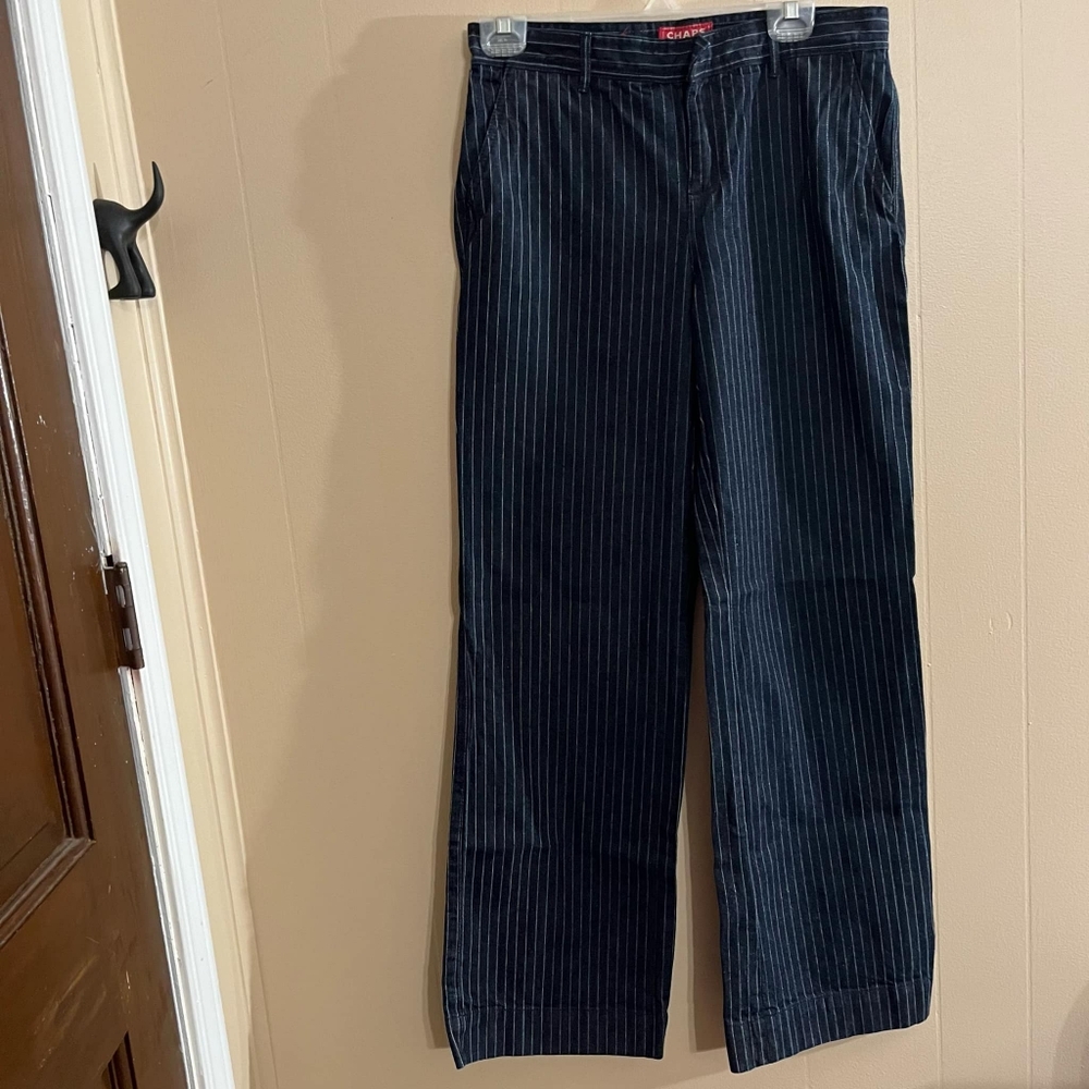 Chaps Women's Blue Denim Mid Rise Wide Leg Casual Jeans Pant 6